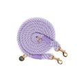 Load image into Gallery viewer, Purple braided rope leash with gold hardware on a white background
