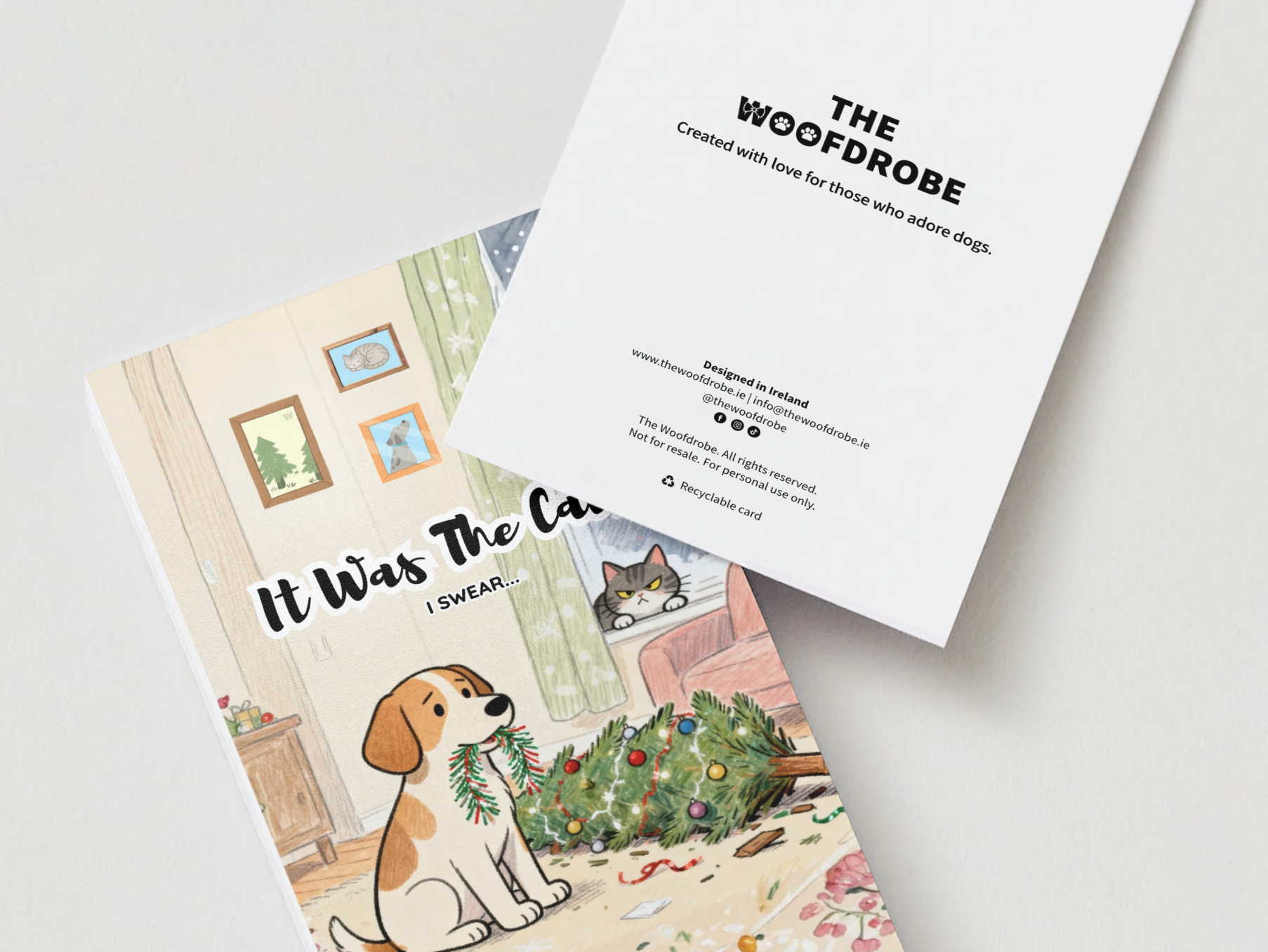 It was the Cat! I Swear... - The Woofdrobe Christmas Card Collection